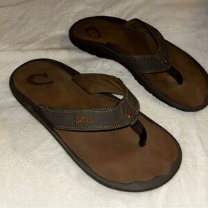 OluKai Ohana men's flip-flop beach sandals size 10 brown 10110A-6363